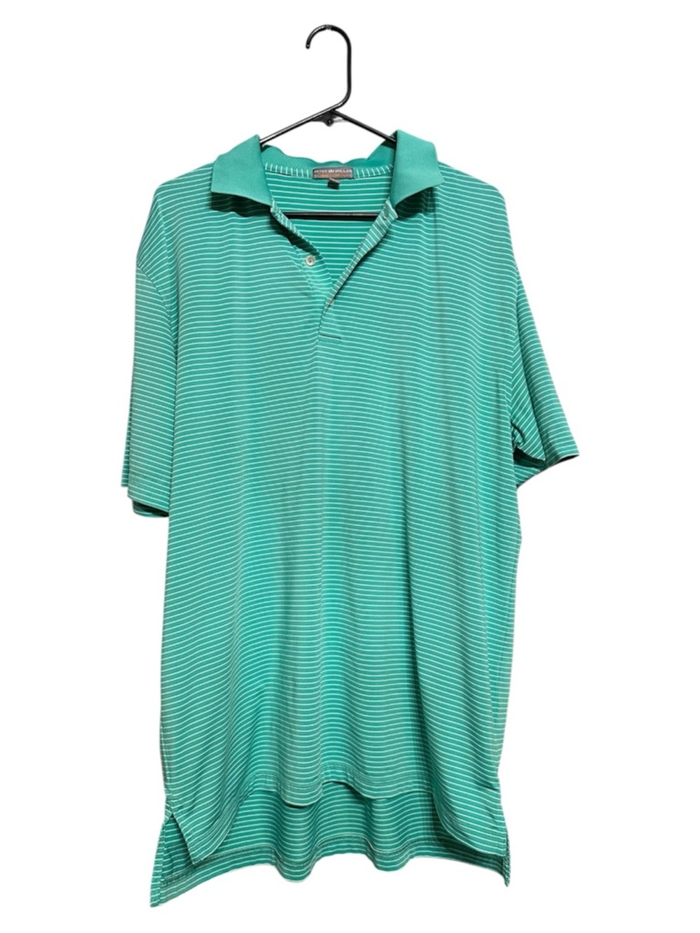 Peter Millar Summer Comfort Polo Shirt Teal Stripe Golf Men’s Size Lrg